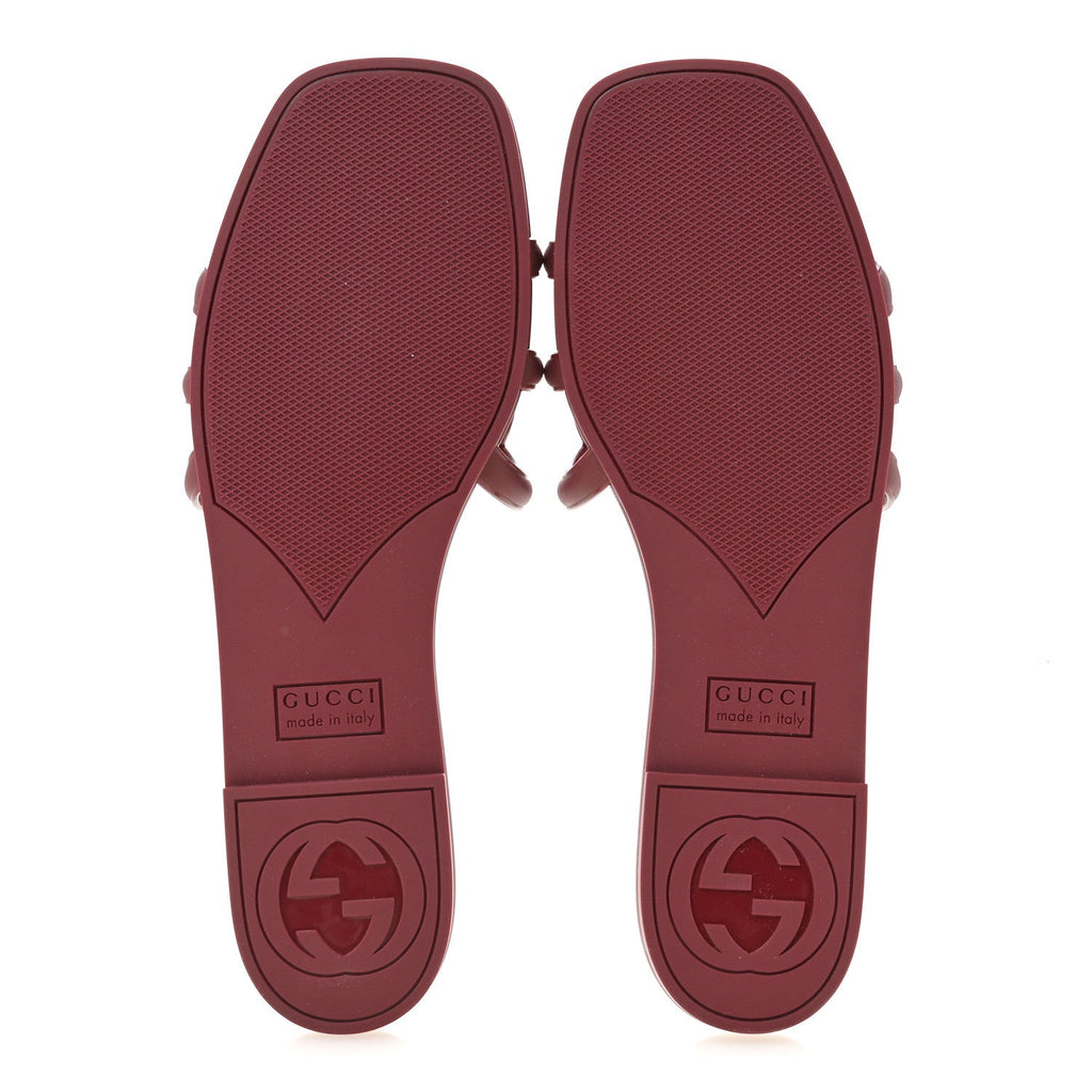 Rubber Womens Interlocking G Slide Sandals  39 Rosso Ancora