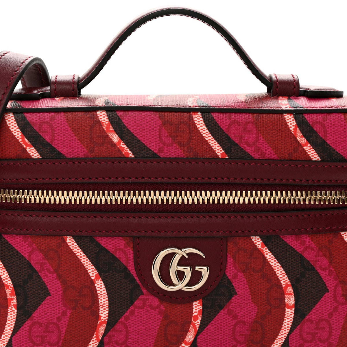 GG Supreme Monogram Canvas Lunar New Year Shoulder Bag  Red Pink Multicolor