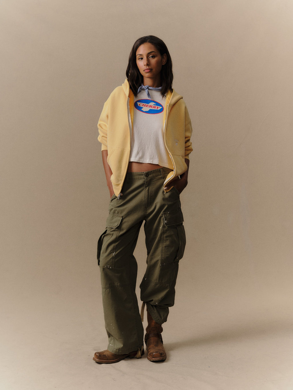 Western Athletic Zip Up Hoodie (Sun Yellow)