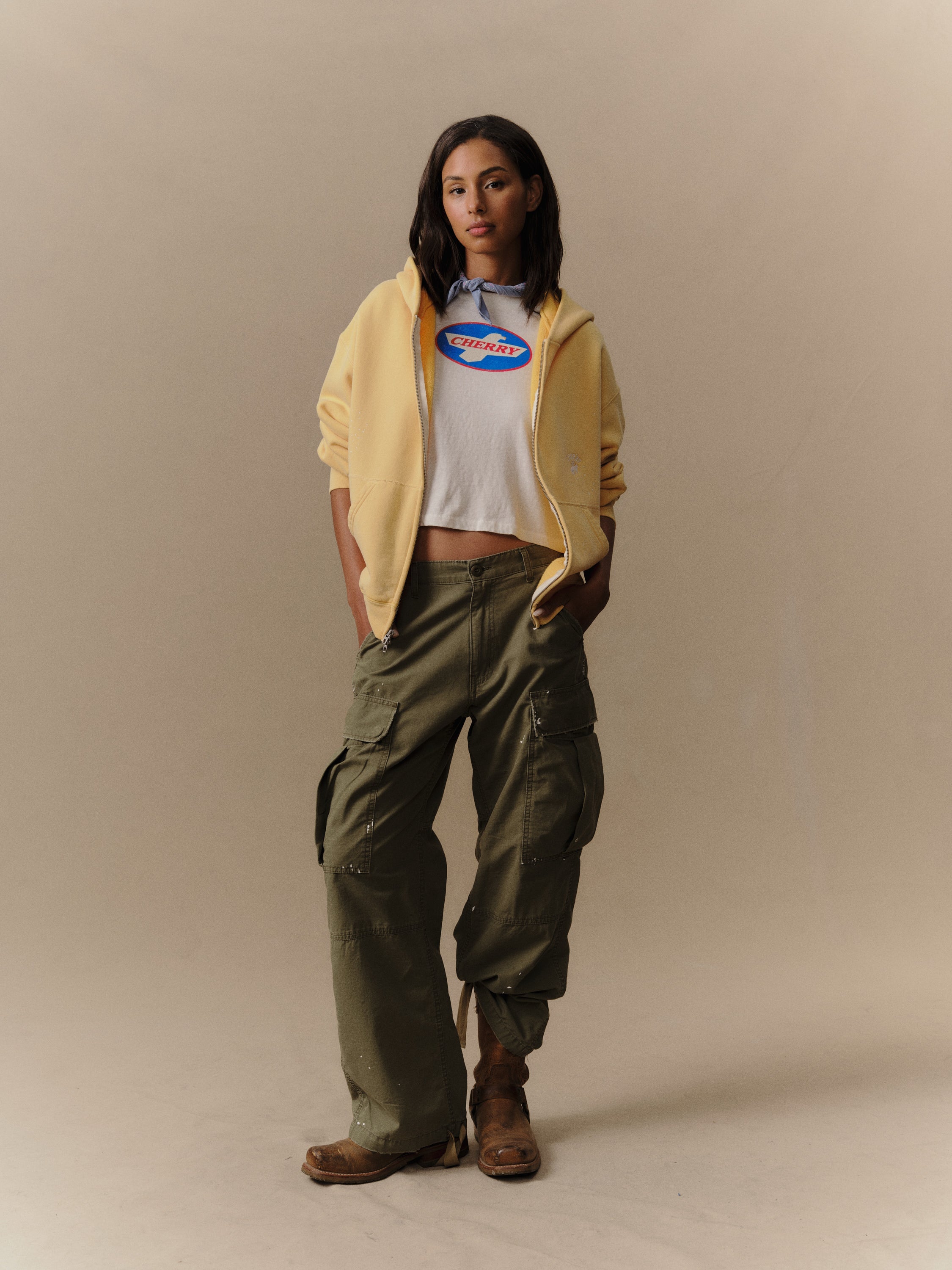 Western Athletic Zip Up Hoodie (Sun Yellow)
