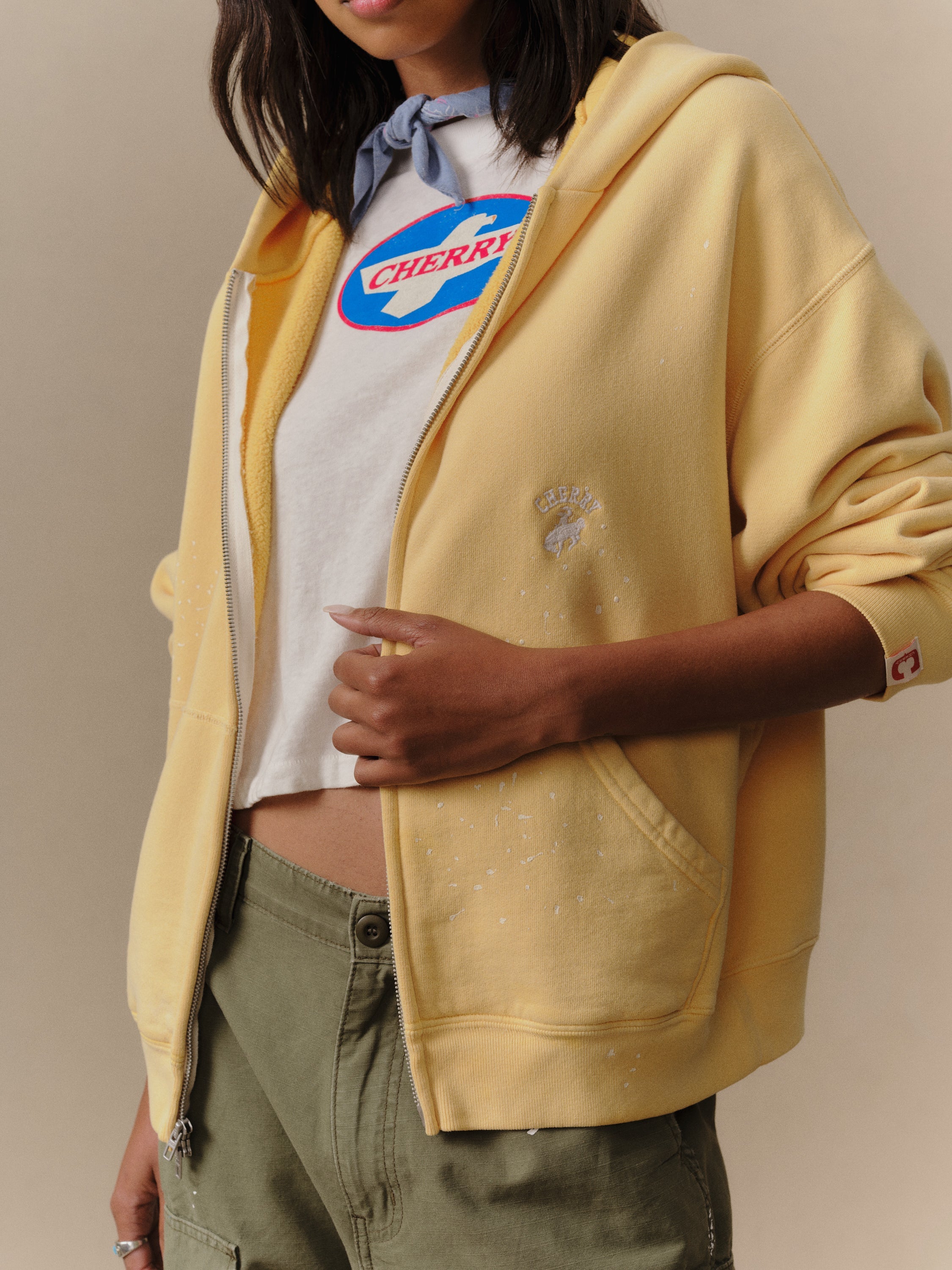 Western Athletic Zip Up Hoodie (Sun Yellow)