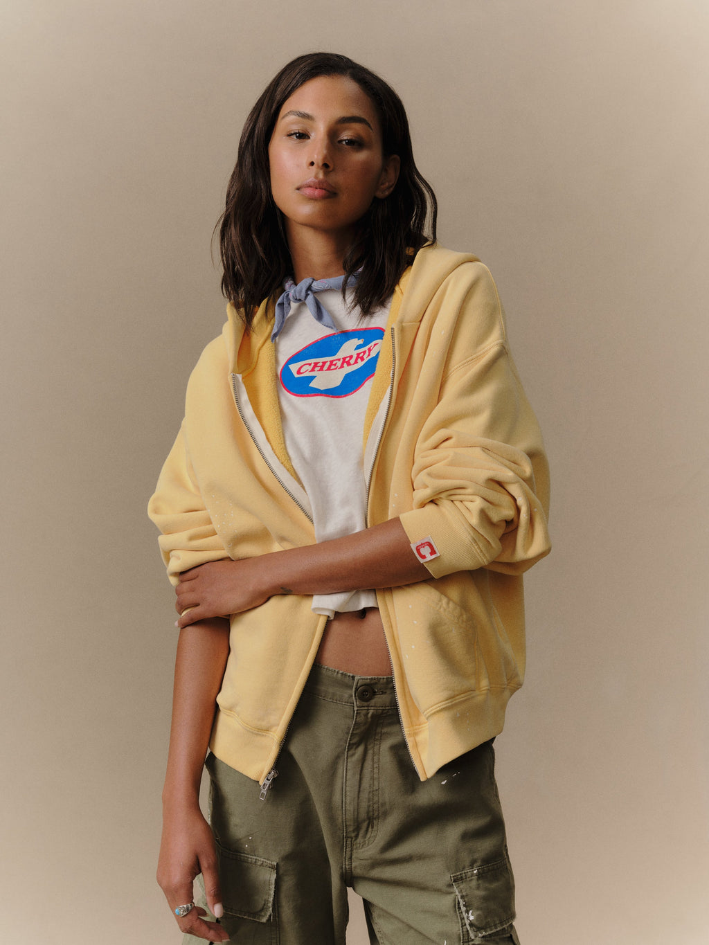 Western Athletic Zip Up Hoodie (Sun Yellow)