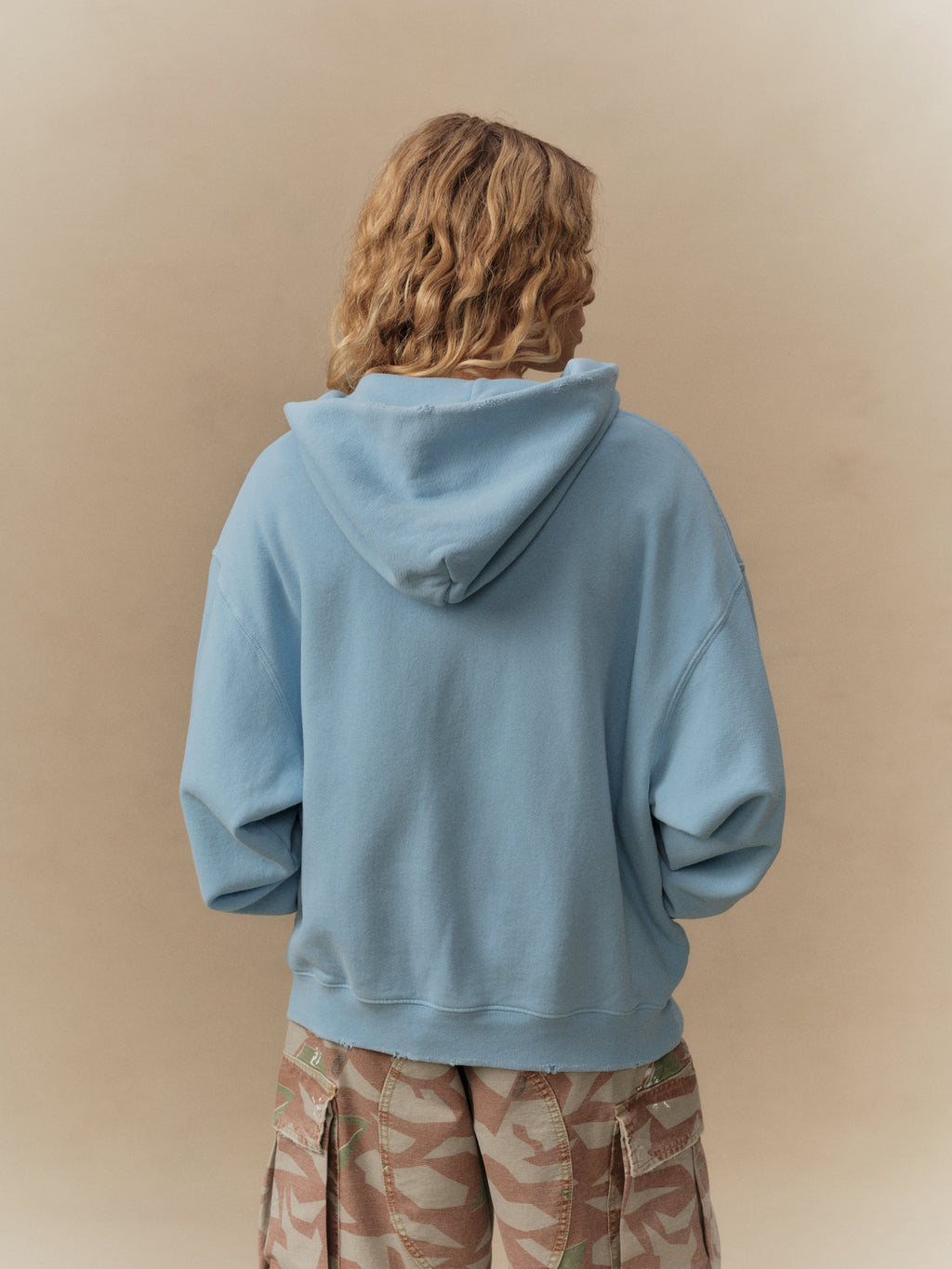 Distressed Zip Up Hoodie (Sky Blue)