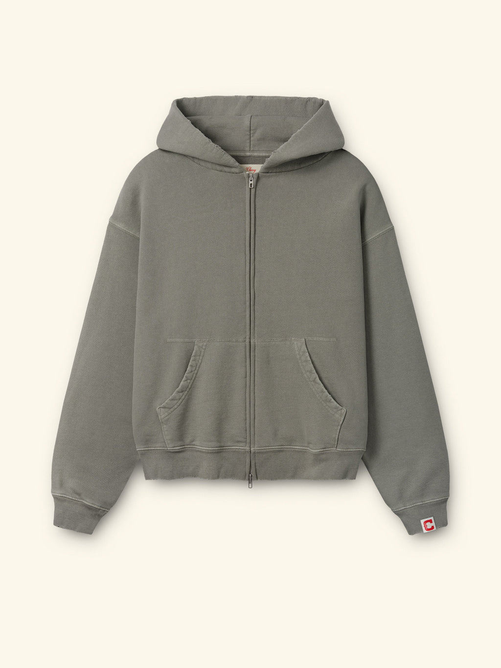 Distressed Zip Up Hoodie (Smoke)