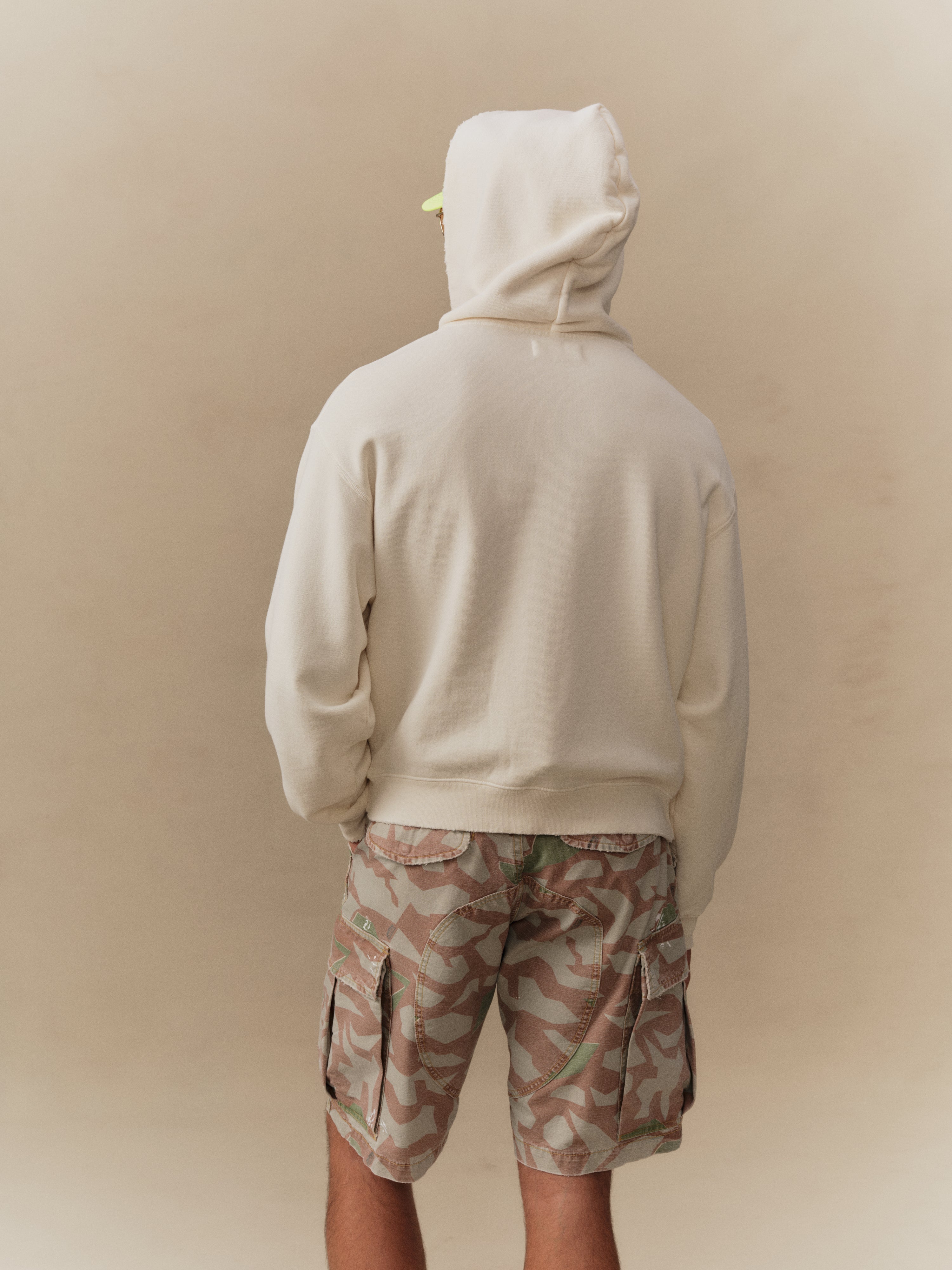 Distressed Zip Up Hoodie (Straw)