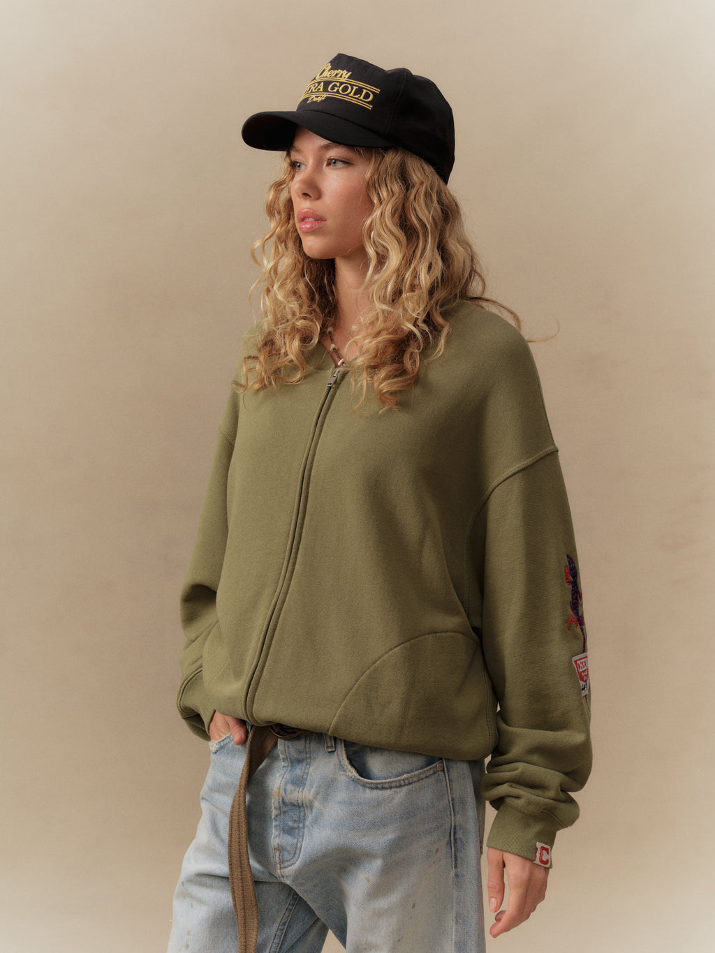 Gecko Zip Up Crew (Cactus)