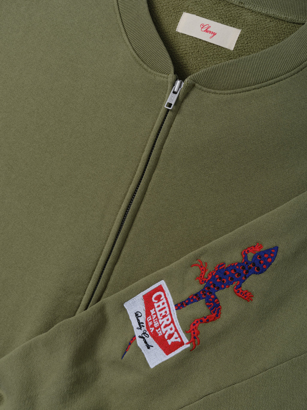 Gecko Zip Up Crew (Cactus)