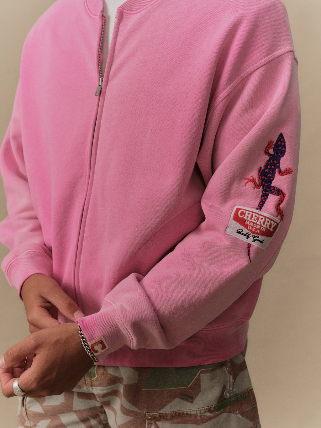 Gecko Zip Up Crew (Fuchsia)