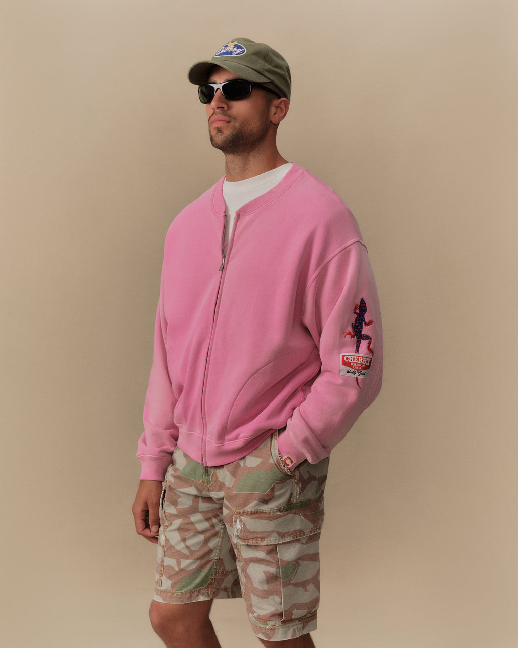 Gecko Zip Up Crew (Fuchsia)