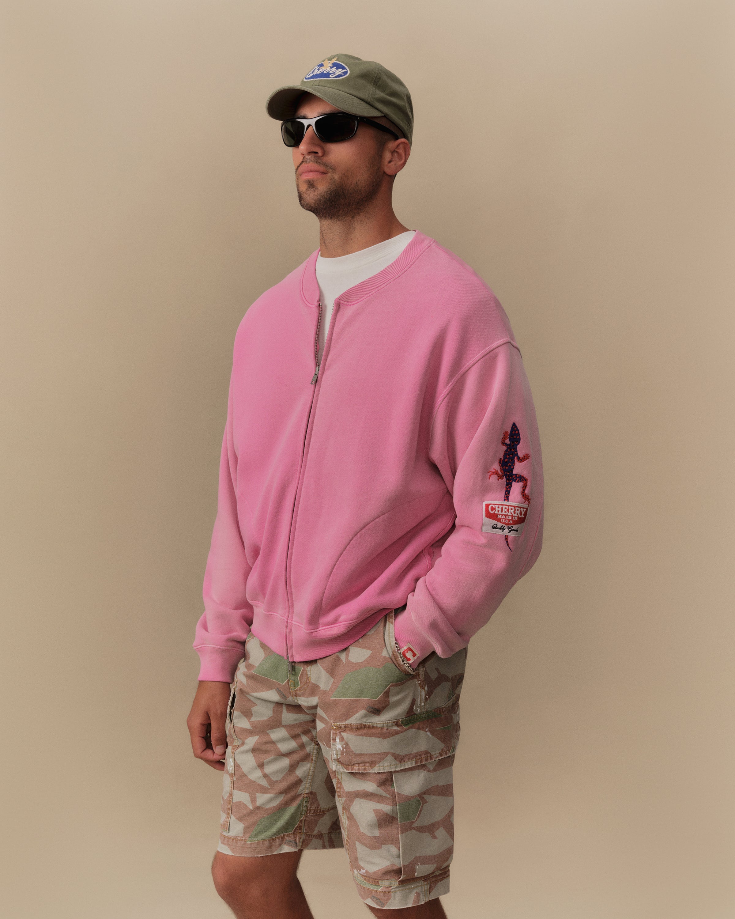 Gecko Zip Up Crew (Fuchsia)
