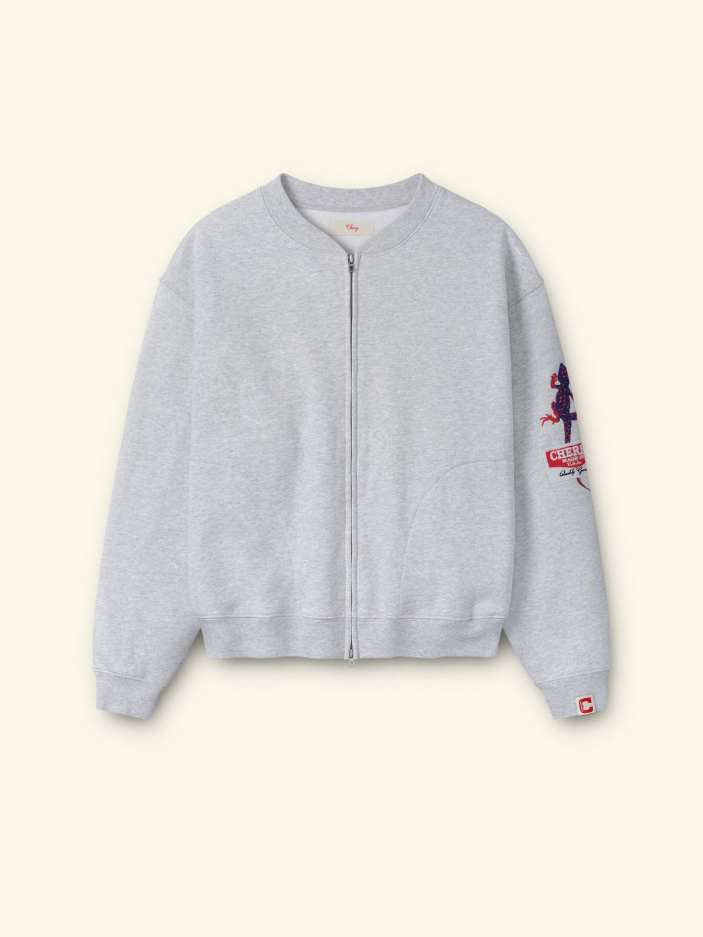 Gecko Zip Up Crew (Heather Grey)