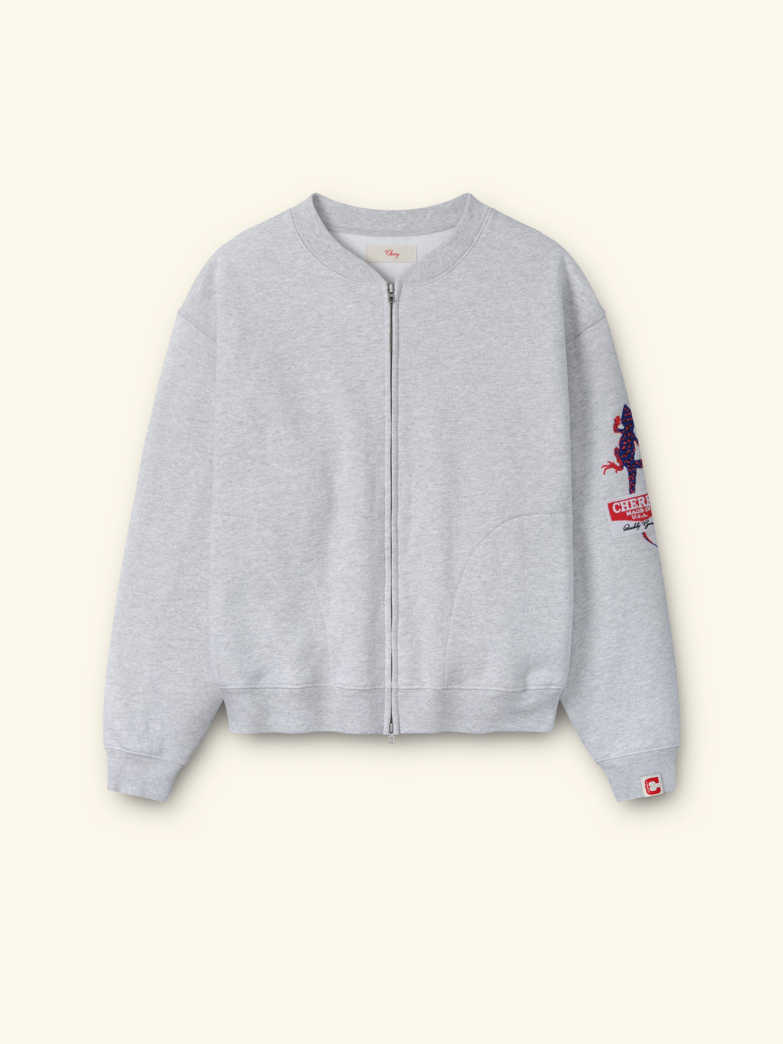 Gecko Zip Up Crew (Heather Grey)
