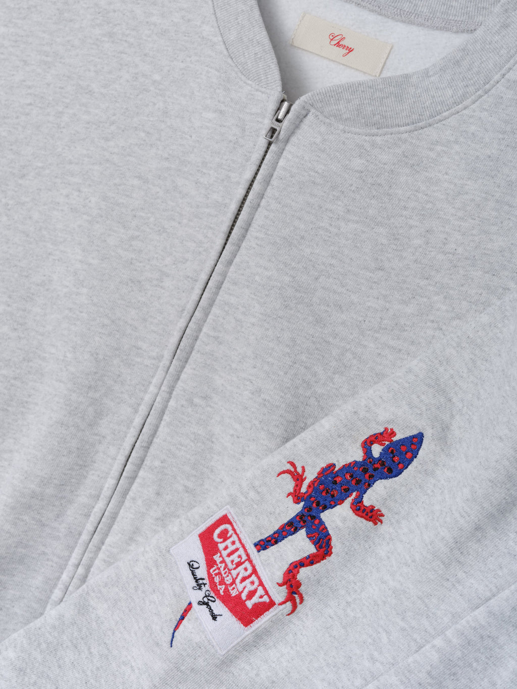 Gecko Zip Up Crew (Heather Grey)