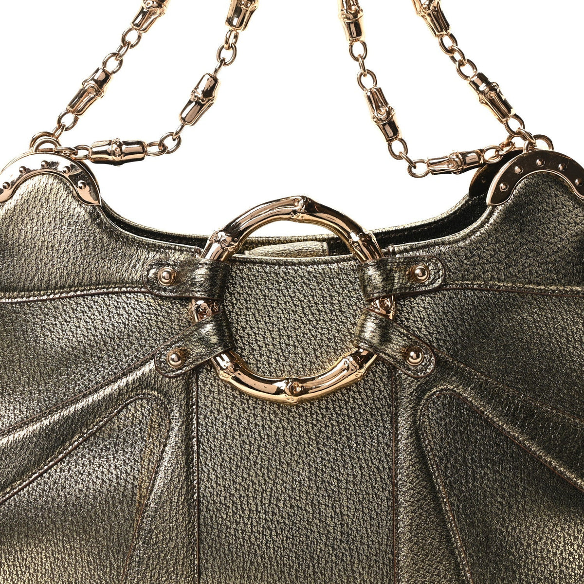 Metallic Calfskin Bamboo Chain Tom Ford Shoulder Bag Gold