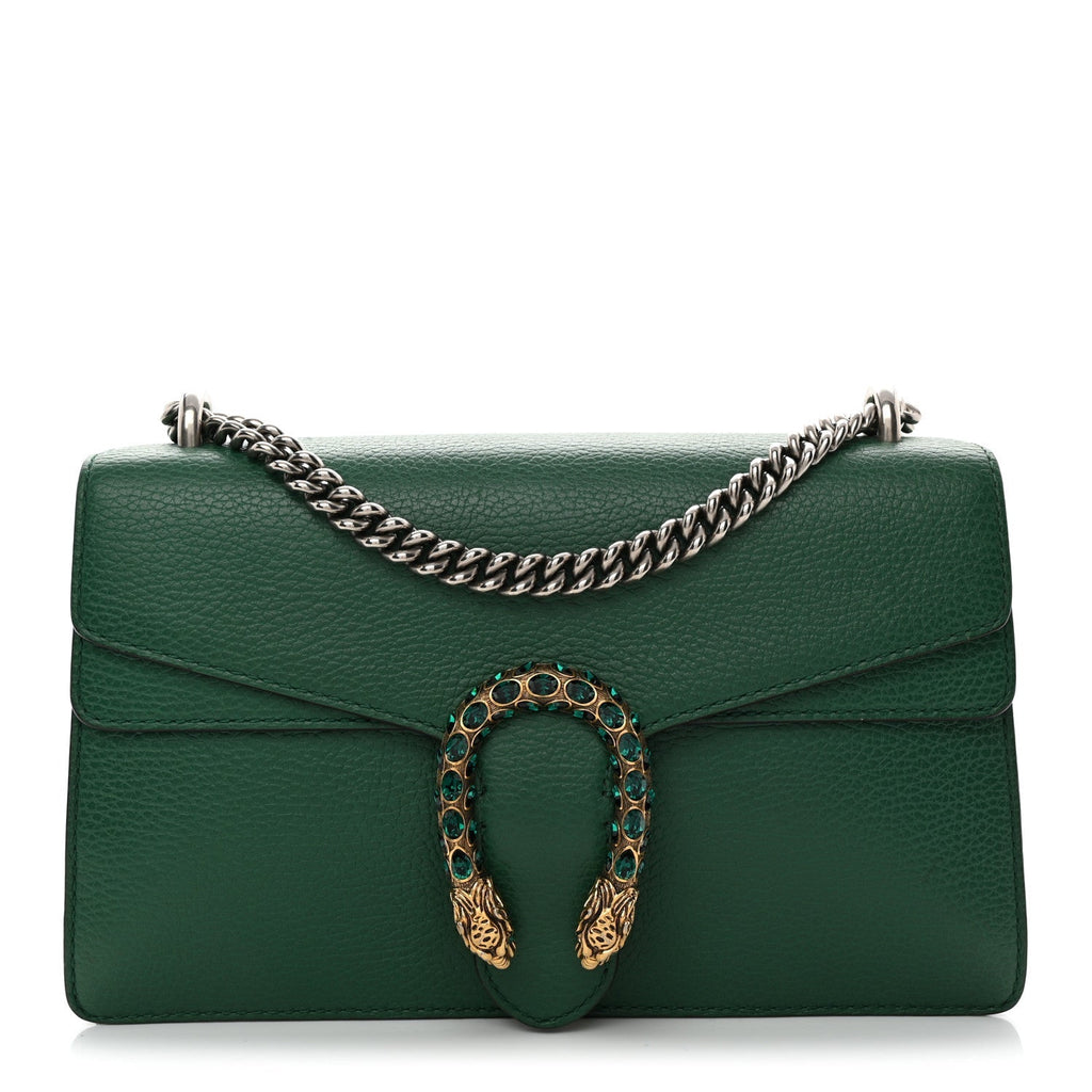 Pebbled Calfskin Small Dionysus Shoulder Bag Emerald