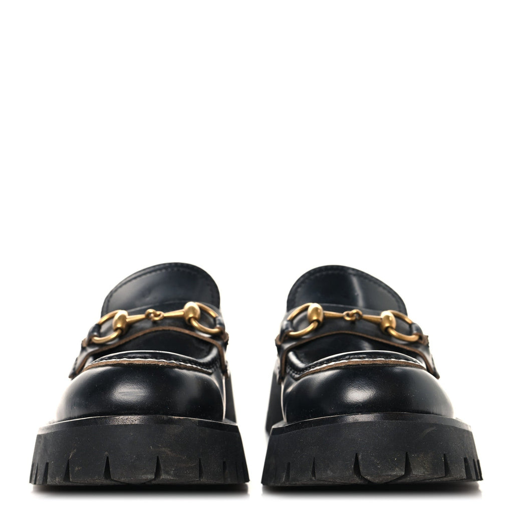 Cordovan Lux Womens Harald Horsebit 25mm Platform Loafers 35 Black