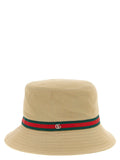 Gucci Web Tape Grosgrain Bucket Hat — Beige