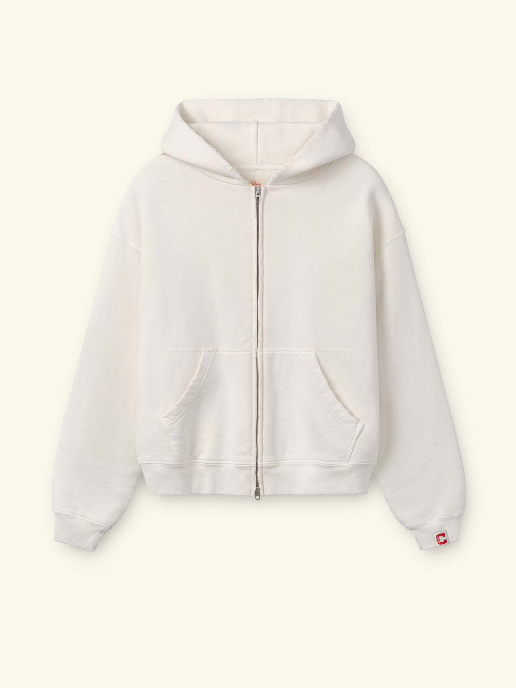Distressed Zip Up Hoodie (Straw)