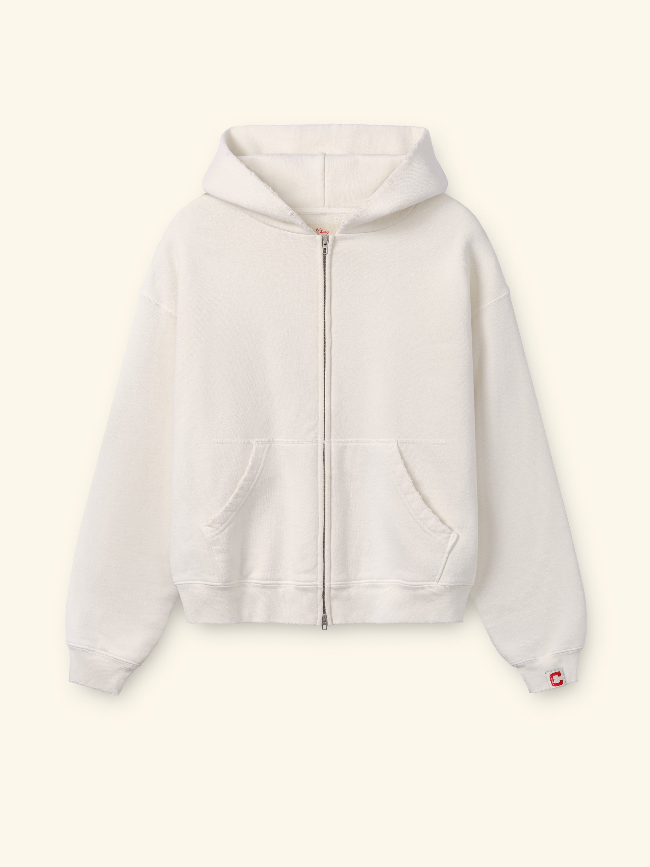 Distressed Zip Up Hoodie (Straw)