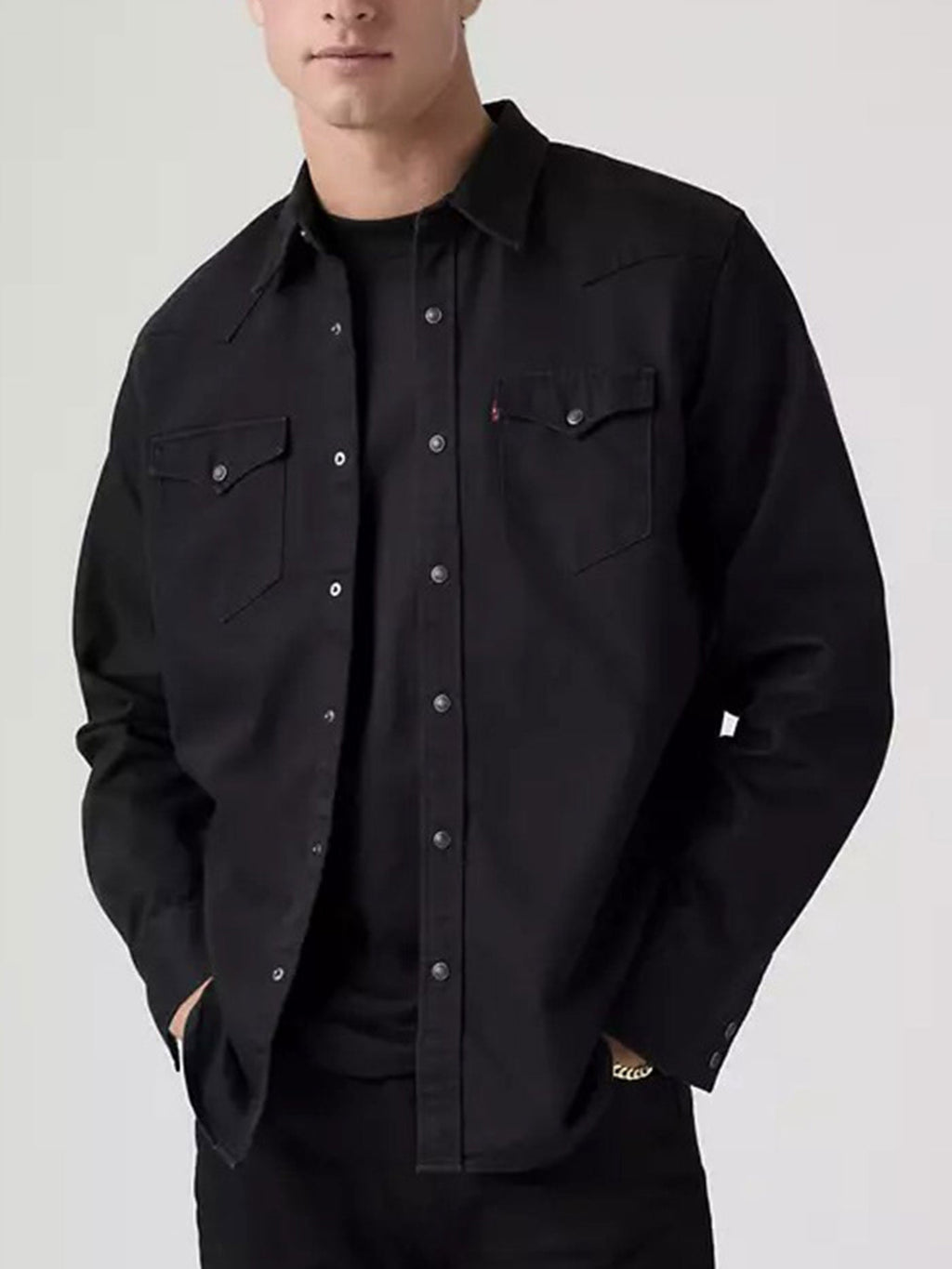 Classic Western Standard Black New Black Rinse Long Sleeve Buttondown Shirt