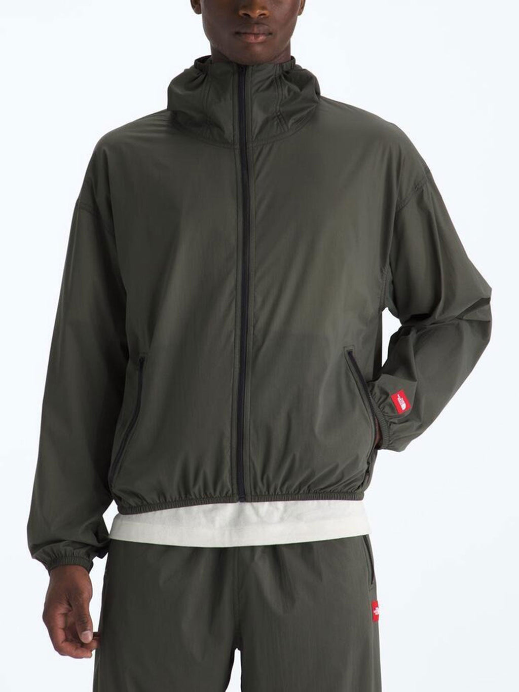 TNF Red Box Packable Hooded Wind Jacket