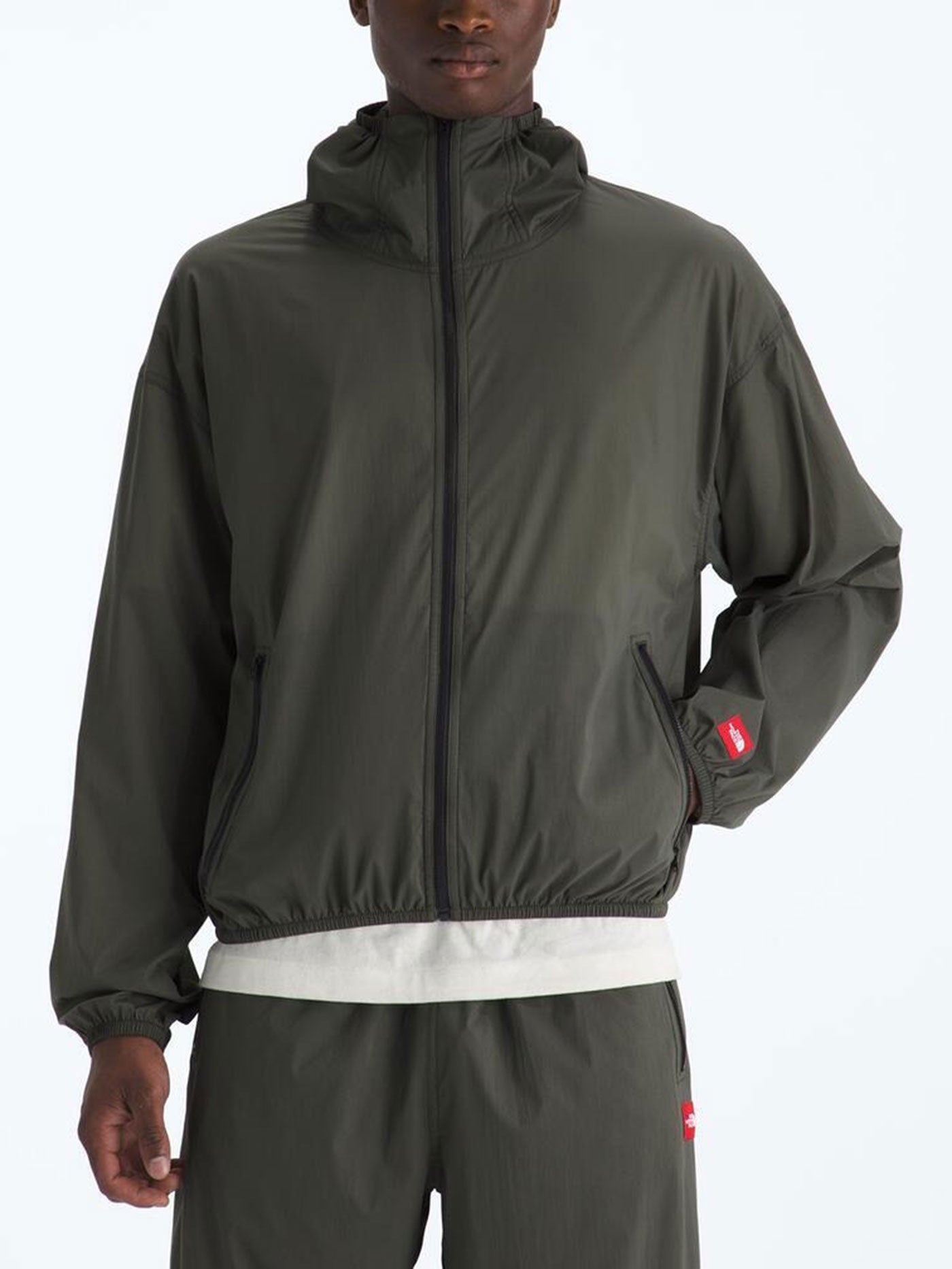 TNF Red Box Packable Hooded Wind Jacket