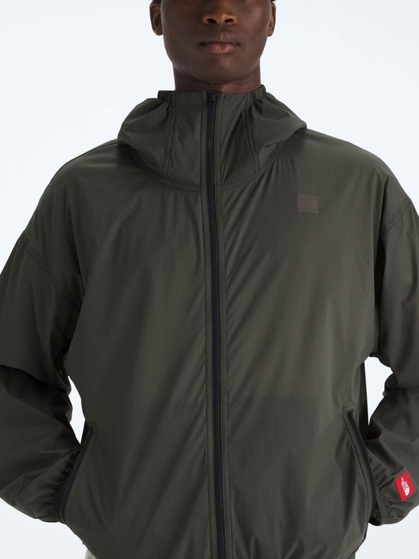 TNF Red Box Packable Hooded Wind Jacket