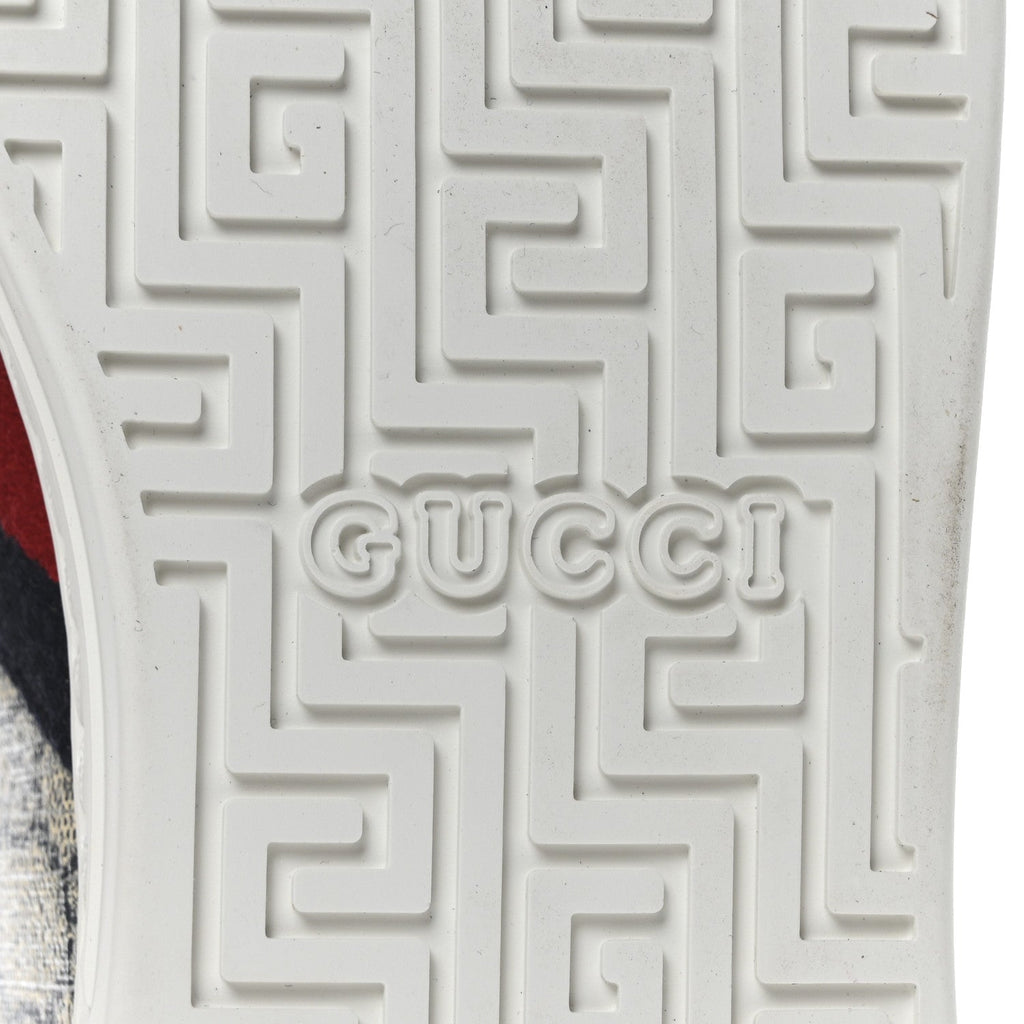 GG Supreme Monogram Metal Web Mens Ace Sneakers 7.5 Beige Blue Silver