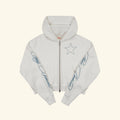 American Star Cropped Zip Hoodie (Vintage White)