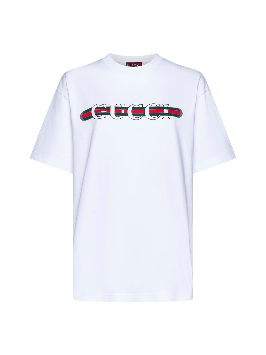 Gucci Gucci Web Logo Print T-Shirt — White