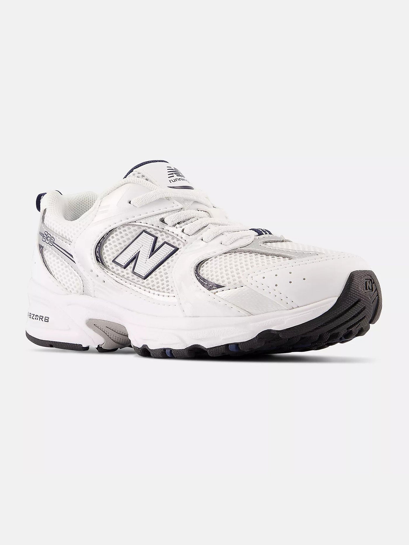 530 White/Natural Indigo/Metallic Silver Shoes (Kids 2-7)