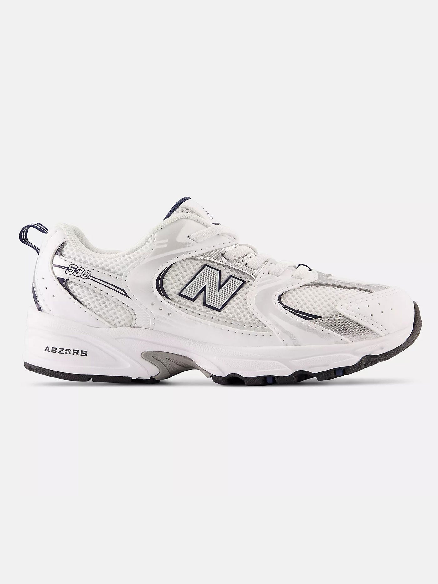 530 White/Natural Indigo/Metallic Silver Shoes (Kids 2-7)