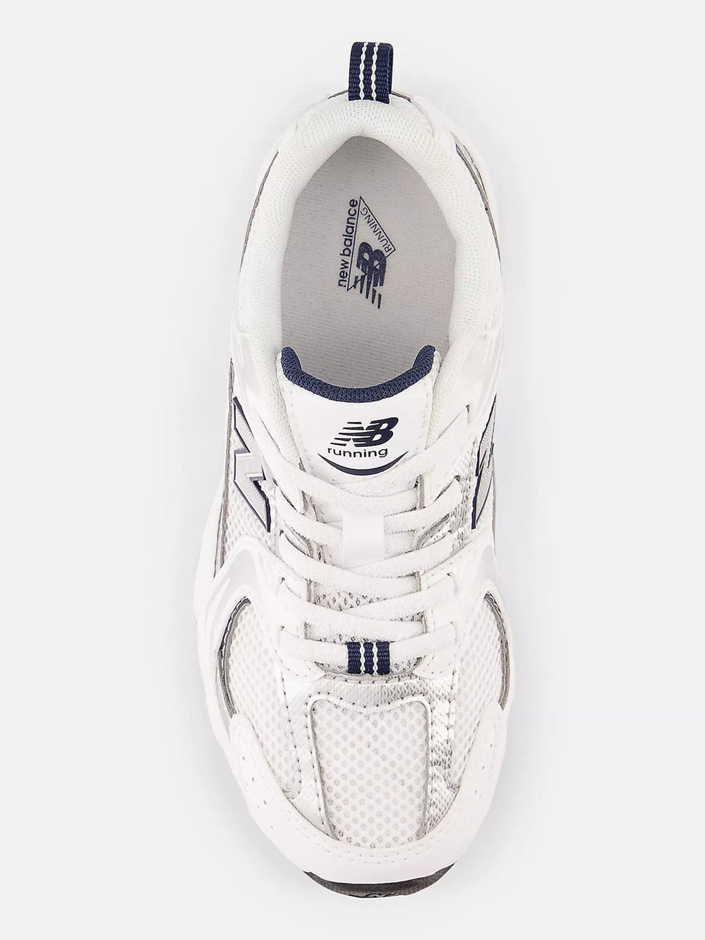 530 White/Natural Indigo/Metallic Silver Shoes (Kids 2-7)