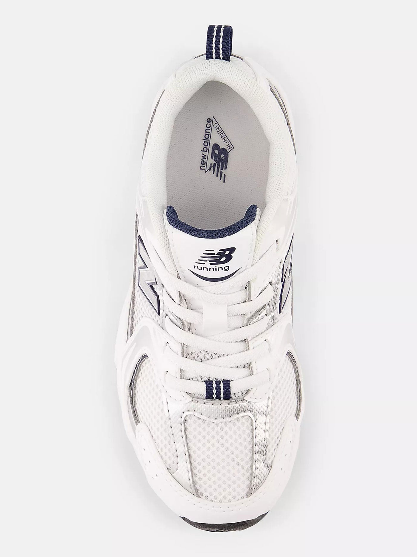530 White/Natural Indigo/Metallic Silver Shoes (Kids 2-7)