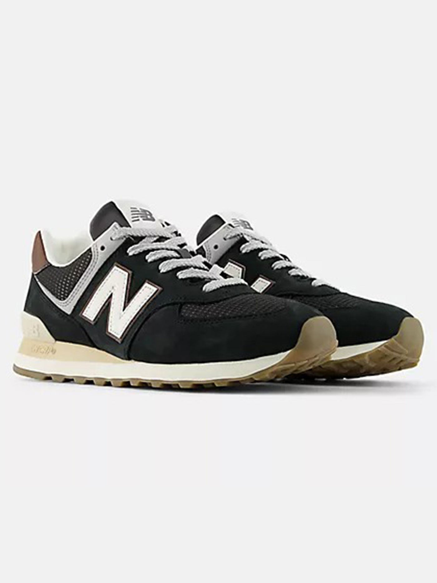 574 Brown/Dark Silver Metallic Shoes